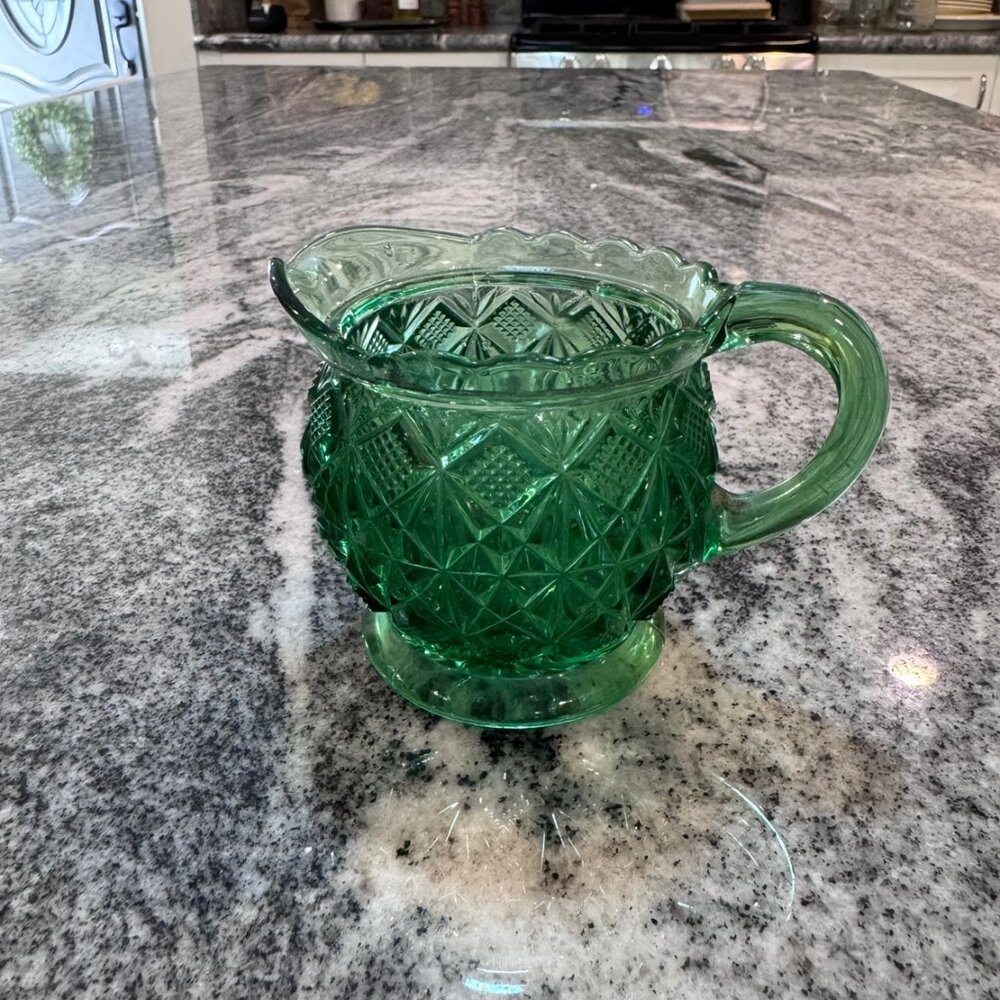 Vintage Anchor Hocking Wexford Green Creamer - Picture 5 of 7